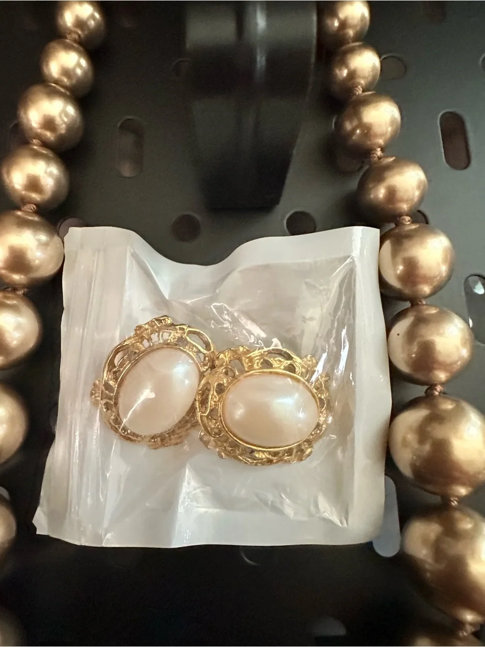 Gold Bead Necklace earrings and Bracelet Set - Women's Jewelry
